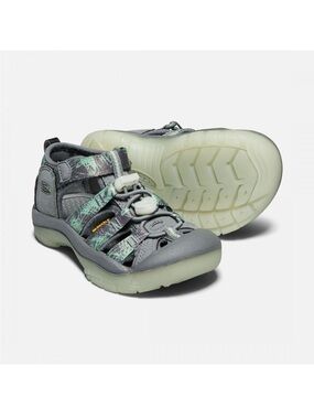 KEEN Kids Newport H2 Closed‑Toe Sandals – Grey & Green Glow‑in‑the‑Dark, Size 2